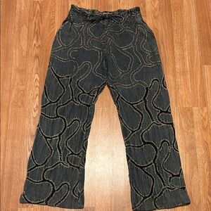 Maestro Moda dark gray Black and Gold Patterned Pants